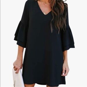 Black V-Neck Mini Dress